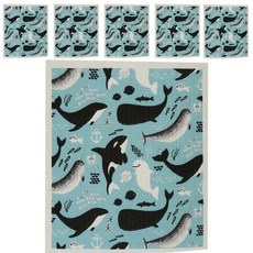 OF&OF 吸水圖案抹布 鯨魚 YJ16, 6個