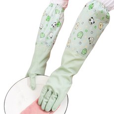 하이어데코 캐릭터 기모 고무장갑 9.1~10 x 50 cm, 팬더그린 L, 1개