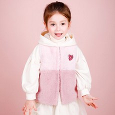 JELISPOON 女童款長袖拼接絨毛背心