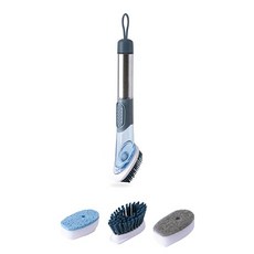 pleigo 多用途一鍵式半自動洗碗刷 P320+刷頭 4入, 銀, 1套