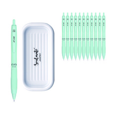 JAVAPEN 油性圓珠筆 0.38mm+筆盤 隨機出貨, 薄荷綠(原子筆)+隨機出貨(筆盤), 1組