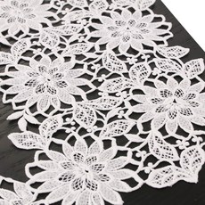 해피툴 엣지 빅플라워 레이스 러너 매트, 화이트, 180 x 18 cm