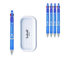 자바펜 제트3볼 M 펜 0.38mm 5p + 펜트레이 세트, 블루(볼펜), 랜덤발송(펜트레이), 1세트