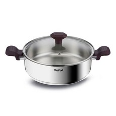 Tefal 特福 電磁爐適用Tasty Cook系列附蓋不鏽鋼雙耳湯鍋, 單色, 24cm, 1組