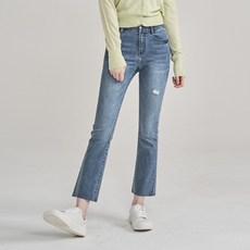 BEVERLY HILLS POLO CLUB 比佛利保羅 女款奶油滴落貓抓水洗靴型牛仔褲 CPJ1W25