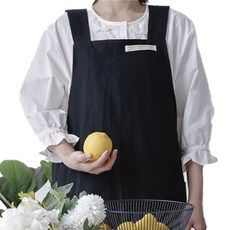 올데이몰 코튼 프릴 앞치마, 블랙, 1개