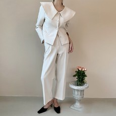 비비에모 빅카라 스타일 재킷 와이드 정장 팬츠 투피스 세트 00471
