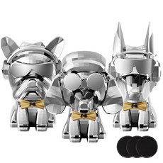 D.O.G 車用空氣清新劑 絲帶鬥牛犬+杜賓犬+貴賓犬組 白金色 黑櫻桃+防滑墊 3入, 1組