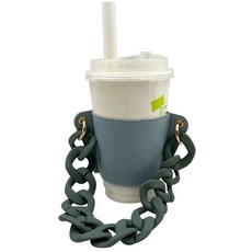 鏈條隨行杯杯套飲料袋, 03 淺藍色, 綠色(鏈條), 1個