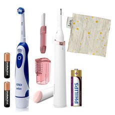PHILIPS 飛利浦 眉毛清潔劑 HP6388 + Oral-B 電動牙刷 DB4010 + Daisy 織物杯墊套組, 隨機發貨（過山車）, HP6388（修眉器）、DB4010（電動牙刷）