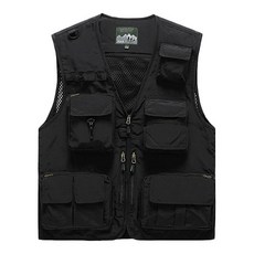 Lead For Me防水休閒釣魚多功能口袋背心, 黑色的