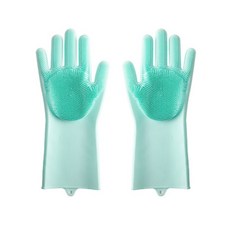 Home With Me乾淨清潔菜瓜布連身橡膠手套, 綠色, 1套