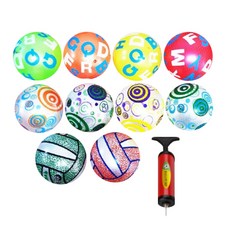 印花彈力球+充氣筒, 隨機出貨