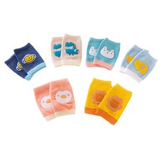 JOY MULTI 動物圖案防滑護膝組, 海軍藍+米色+薄荷綠+天藍色+粉色+黃色, 1組