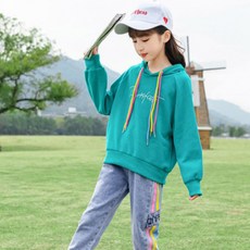兒童彩虹線條連帽牛仔褲套裝