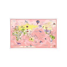 Comjiloc 世界地圖表 粉色 C1602, 1個