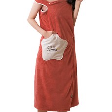 抹胸浴巾 輕薄浴袍 沐浴袍 L 90~110kg, 06 口袋款 橘紅色, 1個