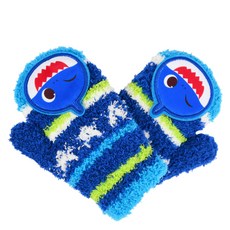 男款鯊魚圖案毛絨手套