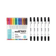 lifin 高級墨水 12 色姓名筆用於中等文本加 + 黑色 6p 套組, 混色, 1套