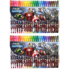 韓國 hM PLUS 漫威 鋼鐵人 浩克 索爾 美國隊長 男孩用 24色 簽字筆, 混合顏色, 2個
