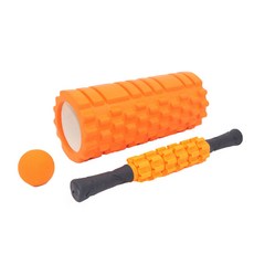 포포리코 폼롤러 + 마사지볼 + 마사지스틱 세트, 오렌지, 1개