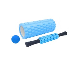 포포리코 폼롤러 + 마사지볼 + 마사지스틱 세트, 블루, 1개