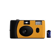 YASHICA 可重複使用膠卷玩具相機 + 膠卷電池, 1套, 黑色+橙色（MF-1）