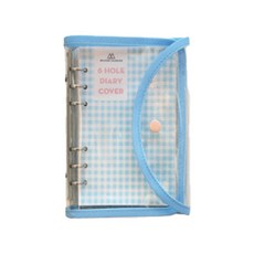 second mansion A5 復古閃爍封面按鈕式日記本活頁夾 6 孔, 天藍色, 1個