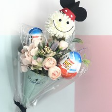 와우맘 킨더조이 초콜릿 미키폼폼 꽃다발, 혼합색상