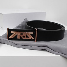 STYLE WINNER TAROT GOLF 玫瑰金緞面LOGO皮革高爾夫皮帶, 黑色