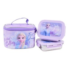 LILFANT 冰雪奇緣雙層不鏽鋼便當盒組, 混色, 便當盒(S號+L號)+便當袋