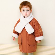 milk mile 童款可愛插圖刺繡絨毛鋪棉絎縫長版外套