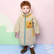 milk mile 孩童圖案絨毛長外套