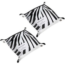 圖案皮革質感託盤 大型, 斑馬黑, 2個