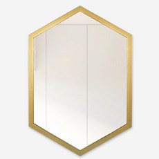 위미러 아뜰리에 골드 인테리어 벽걸이 육각거울 세로형 중소형, 혼합색상