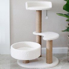 貓用三層貓跳台, 白色, 1個