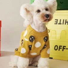 반려동물 스마일 니트 티셔츠 MING-B, 머스타드, 1개