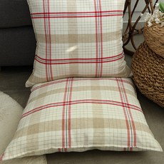 亞麻方形坐墊, 紅色的