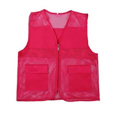 網狀網紗登山釣魚現場志工工作服工作團體背心 14 玫瑰紅, 1個