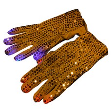 PARTYHAE LED亮片三色閃爍手套, 銀色, 1套