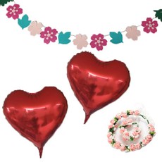 新娘派對愛心花朵毛氈拉旗花環派對套組, 粉紅色, 1套