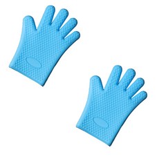 Dashowroom 烘焙烤箱防滑隔熱手套, 藍色, 2個