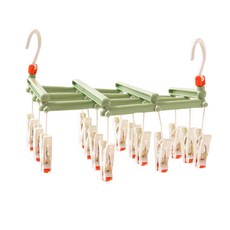 콩이네 자바라 빨래 집게 건조대 14p, 그린, 1개