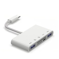 NEWVIA USB 5合1多功能集線器 Type-C 讀卡機 SDC-W5, 白色