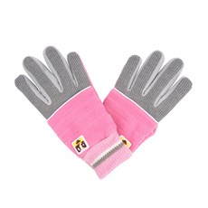 潛뜰 兒童配色搖粒絨五指手套