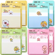 Pororo 淘氣小企鵝 3層黏性便利貼 4種組, 波比、波蘿羅、克朗、路飛, 2套