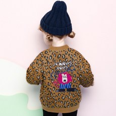 milk mile 童款豹紋寬鬆鈕扣開襟衫