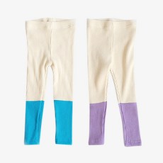 RAINBOW KIDS 孩童拼色羅紋內搭褲 2入組