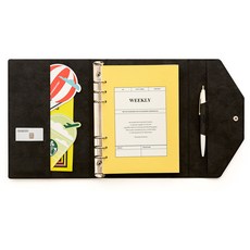 퍼니메이드 아날로그 만년 6공 다이어리 속지 + 볼펜 세트, 애쉬블랙, 1세트