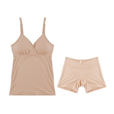 IUNIQUE 莫代爾棉純色哺乳背心+孕婦四角褲